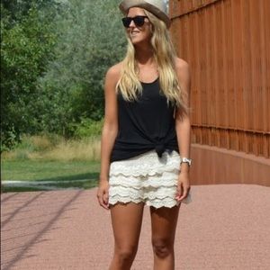 Cream Boho Style Crochet Shorts
